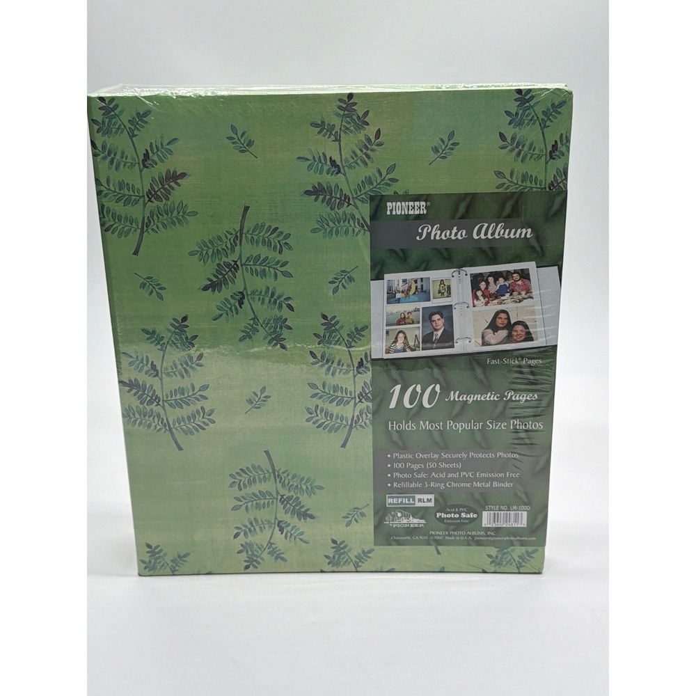 Pioneer Photo Album LM-100D Green Botanical Leaf 100 Magnetic Pages Refillable